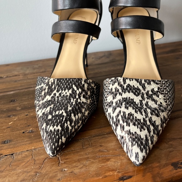 Ivanka Trump 8M gladiator style black & white leather heels with ankle bands. - Picture 7 of 16